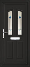 Load image into Gallery viewer, BLACK WOODGRAIN ON White UPVC Front Door - Choice of panel designs